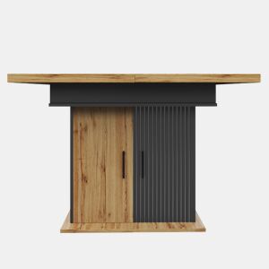 Mesa extensível telescópica 110-140×80 cm - Mesa de jantar retro, dobrável, para 4-6 pessoas - PretoNatural