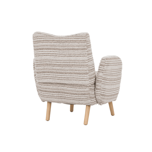 Poltrona individual 77x81 cm - Tecido com padrão circular, bolso lateral, pernas em madeira maciça - Caqui