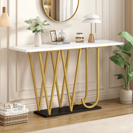 Mesa de jantar 120x29,5x80 cm - Mesa de cozinha, mesa de varanda, superfície com efeito mármore - Branca