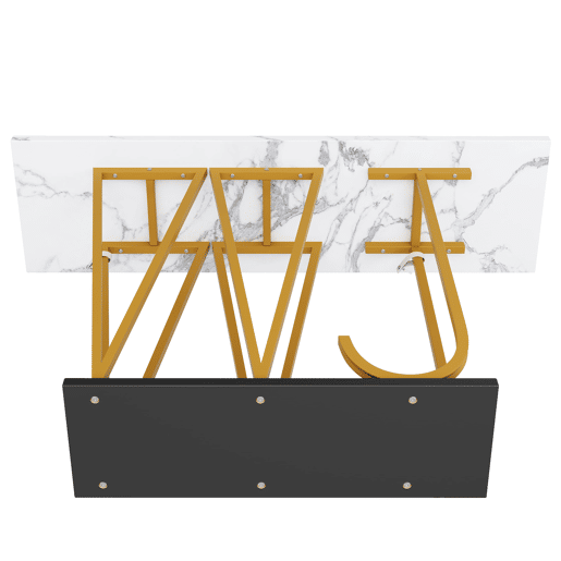 Mesa de jantar 120x29,5x80 cm - Mesa de cozinha, mesa de varanda, superfície com efeito mármore - Branca