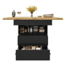 Mesa extensível telescópica 110-140×80 cm - Mesa dobrável para 4-6 pessoas, com 3 níveis de armazenamento - Preto