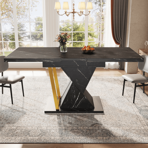 Mesa extensível 110x80x76 cm - Para sala de jantar e cozinha - Extensível até 140 cm - Preto