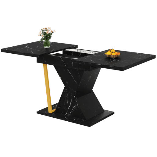 Mesa extensível 110x80x76 cm - Para sala de jantar e cozinha - Extensível até 140 cm - Preto