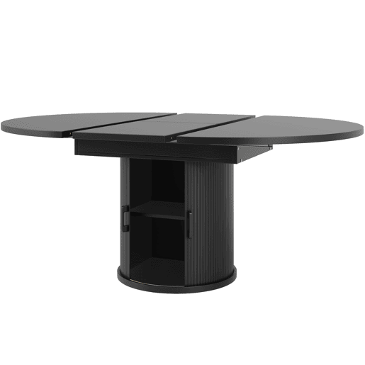 Mesa extensível redonda 118-158 cm - Mesa de jantar, extensível a ovalada, capacidade para 6 pessoas - NogueiraPreto