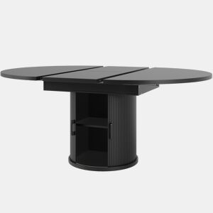 Mesa extensível redonda 118-158 cm - Mesa de jantar, extensível a ovalada, capacidade para 6 pessoas - NogueiraPreto