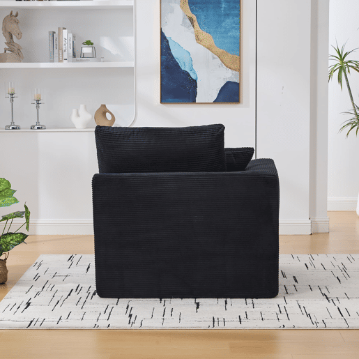 Sofá individual de 1 lugar - Minimalista, confortável, com almofada - Preto