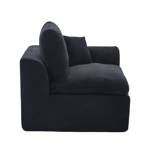 Sofá individual de 1 lugar - Minimalista, confortável, com almofada - Preto