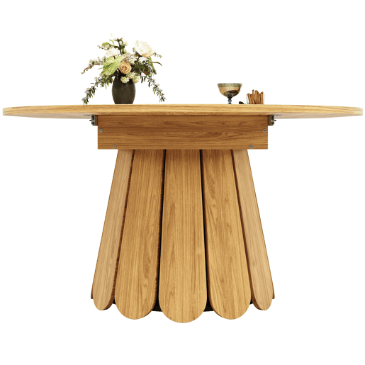 Mesa extensível redonda 118-158 cm - Mesa de jantar para 6 pessoas - Cor madeira
