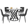 Conjunto de mesa e cadeiras 80 cm - Mesa redonda com pernas metálicas pretas, cadeiras de veludo