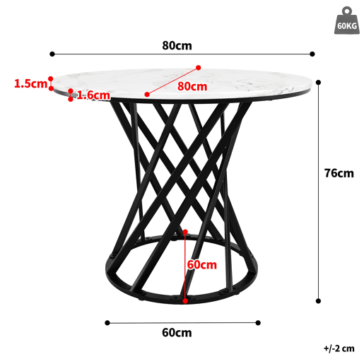 Conjunto de mesa e cadeiras 80 cm - Mesa redonda com pernas metálicas pretas, cadeiras de veludo