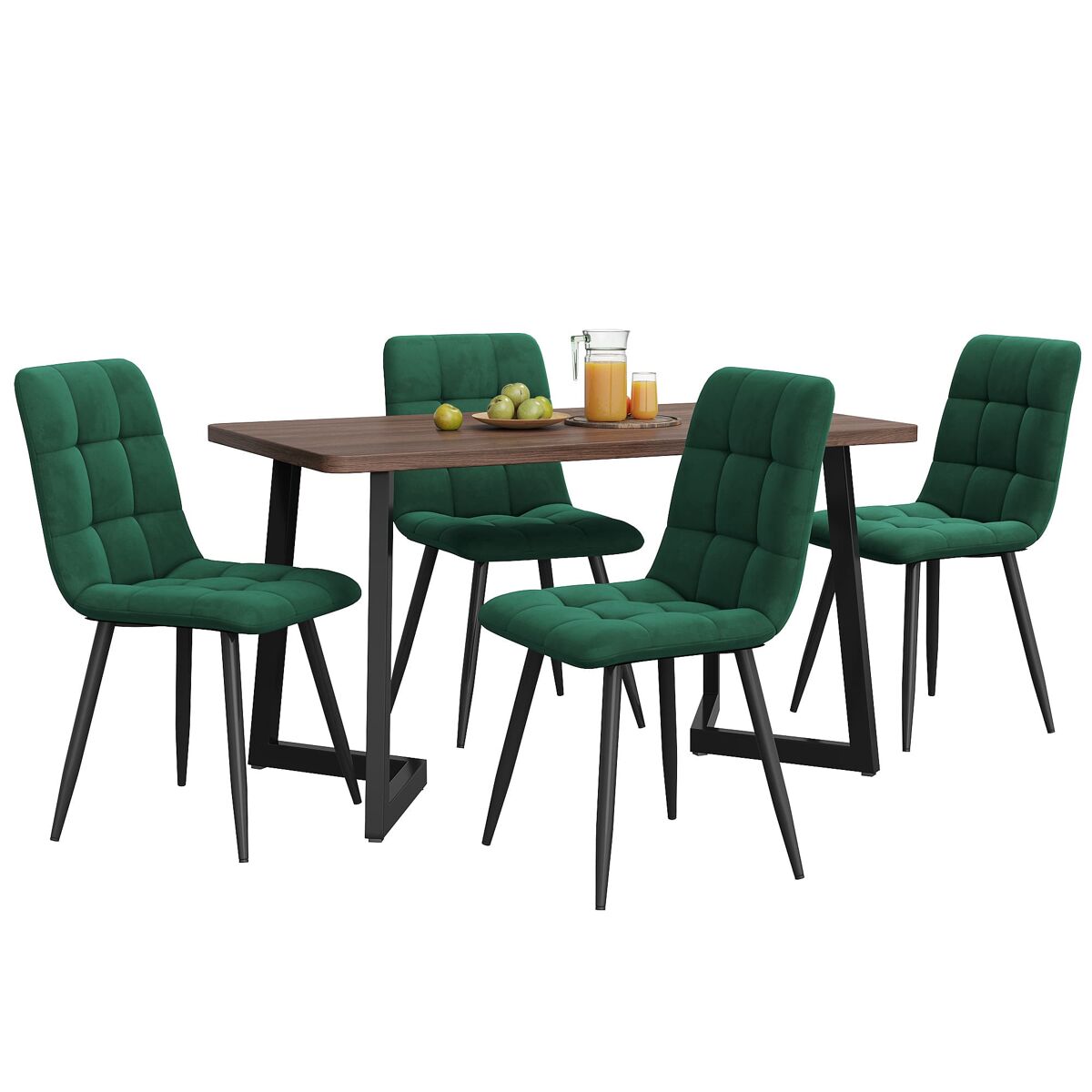 Conjunto de mesas y sillas de comedor 117x68 Verde