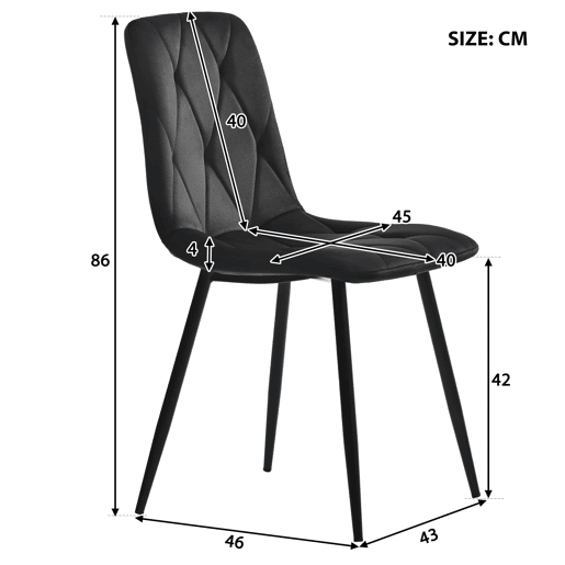 Conjunto de sala de jantar de 5 peças - Mesa redonda de mármore com pernas metálicas pretas - 4 cadeiras ergonómicas de couro preto