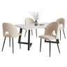 Conjunto de sala de jantar 117x68 cm - Mesa retangular com 4 cadeiras - Cadeiras de veludo bege - Pernas pretas