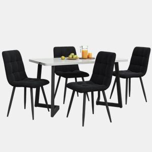 Conjunto de sala de jantar de 5 peças - Mesa retangular com 4 cadeiras - Cadeiras em veludo preto - Estrutura preta