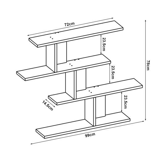 Prateleira de parede Hökkomi com 4 prateleiras 78x99x15cm Aspeto madeira  Antracite en.casa