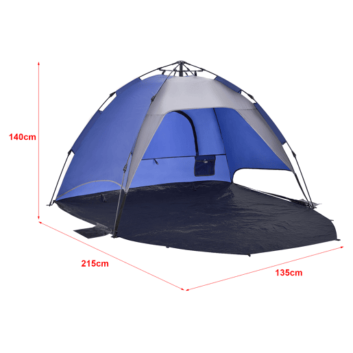 Tenda de praia pop up Mullsjö automática 215 x 135 x 140 cm azulcinzento escuro pro.tec.