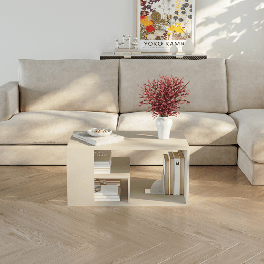 Mesa de centro Antaa retangular 80x50x40cm cor de areia en.casa