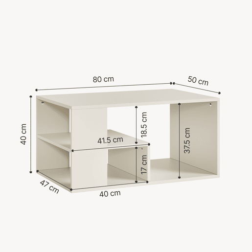 Mesa de centro Antaa retangular 80x50x40cm cor de areia en.casa