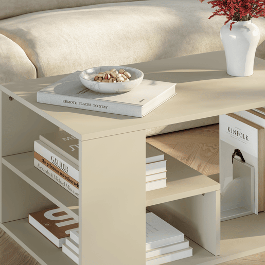 Mesa de centro Antaa retangular 80x50x40cm cor de areia en.casa