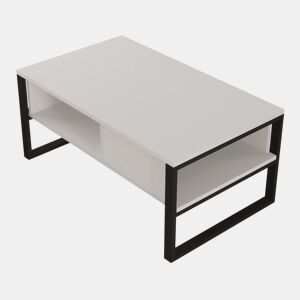 Mesa de centro Laukaa retangular metal 100x60x45cm Blanco en.casa