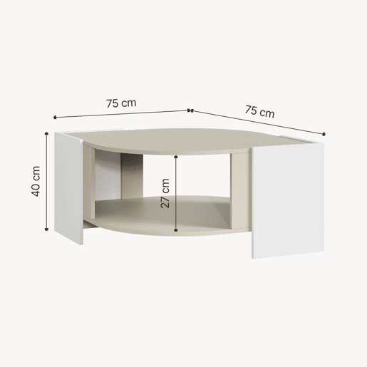 Mesa de centro Klipsari com espaço de arrumação 75x75x40 cm brancoareia en.casa