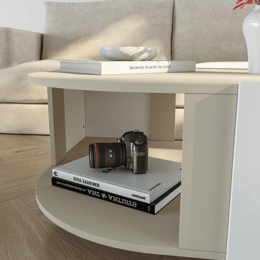 Mesa de centro Klipsari com espaço de arrumação 75x75x40 cm brancoareia en.casa