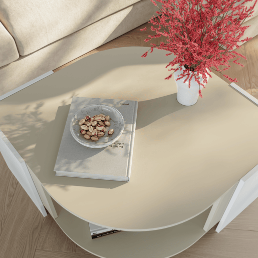 Mesa de centro Klipsari com espaço de arrumação 75x75x40 cm brancoareia en.casa