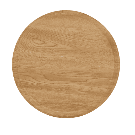 Mesa auxiliar redonda pequena - estilo nórdico, madeira natural e estrutura metálica - Natural Wood