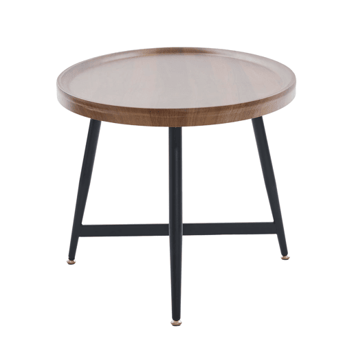 Mesa de centro ovalada - estilo nórdico com estrutura metálica - castanha