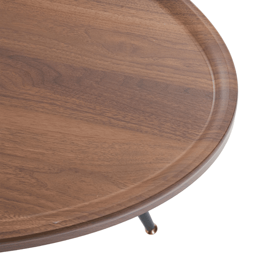 Mesa de centro ovalada - estilo nórdico com estrutura metálica - castanha
