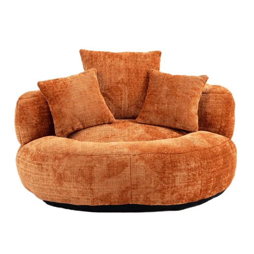 Sofá puff individual - encosto alto, gaming, com almofadas - laranja
