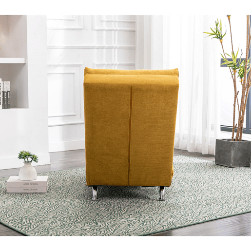 Sofá reclinável individual - apoio corporal completo, vibração suave, bolsos laterais - amarelo mostarda