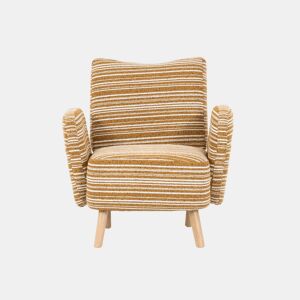 Poltrona individual 77x81 cm - Tecido com padrão de círculos, bolso lateral, pernas de madeira - Amarelo mostarda