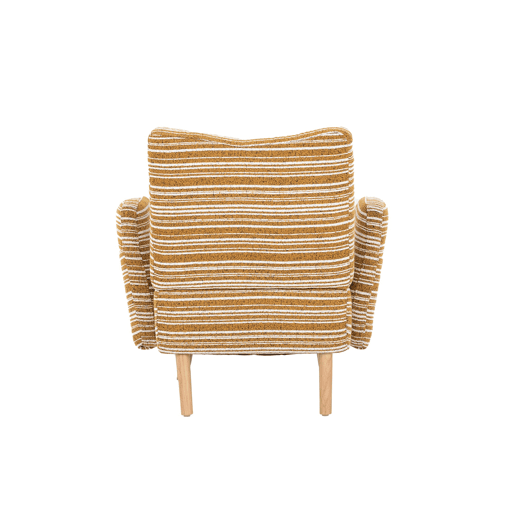 Poltrona individual 77x81 cm - Tecido com padrão de círculos, bolso lateral, pernas de madeira - Amarelo mostarda