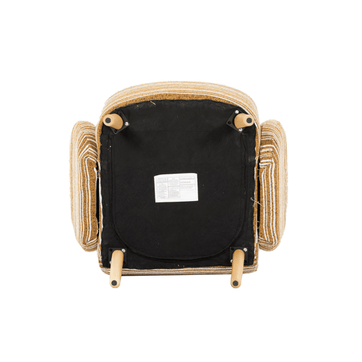 Poltrona individual 77x81 cm - Tecido com padrão de círculos, bolso lateral, pernas de madeira - Amarelo mostarda