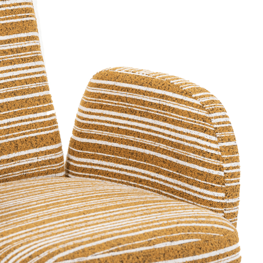 Poltrona individual 77x81 cm - Tecido com padrão de círculos, bolso lateral, pernas de madeira - Amarelo mostarda