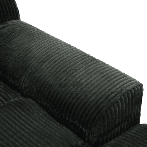 Sofá relax - Veludo canelado, assento profundo, almofada e bolsos laterais - Verde esmeralda