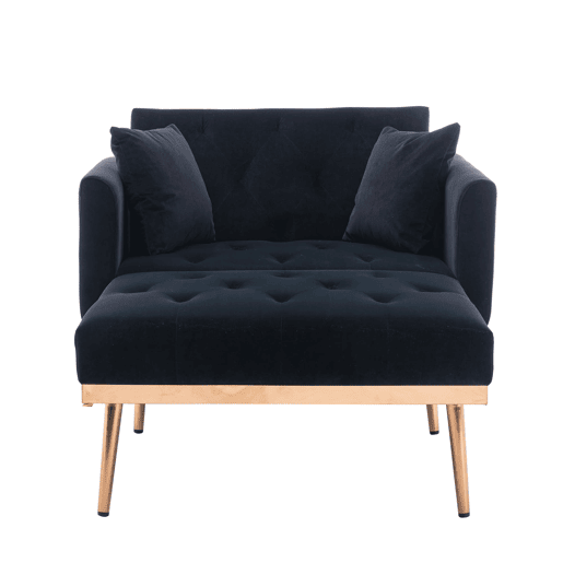Poltrona reclinável individual - encosto ajustável e dobrável - preto