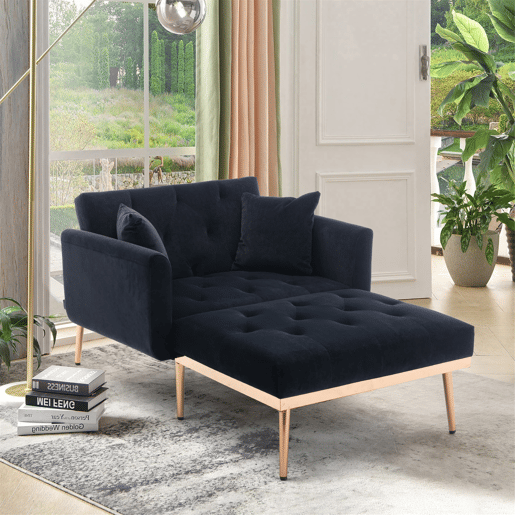 Poltrona reclinável individual - encosto ajustável e dobrável - preto