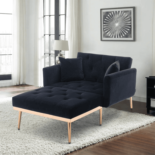 Poltrona reclinável individual - encosto ajustável e dobrável - preto