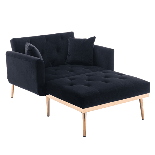 Poltrona reclinável individual - encosto ajustável e dobrável - preto