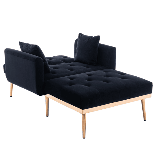 Poltrona reclinável individual - encosto ajustável e dobrável - preto