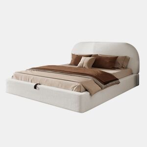 Cama de casal de tecido 180x200 cm com armazenamento,bege
