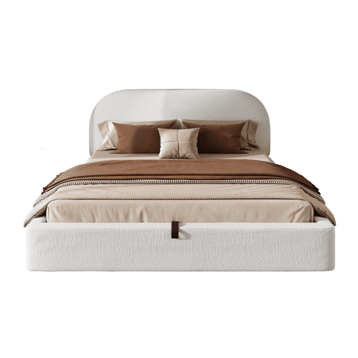 Cama de casal de tecido 180x200 cm com armazenamento,bege