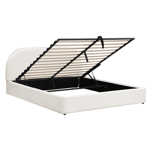 Cama de casal de tecido 180x200 cm com armazenamento,bege