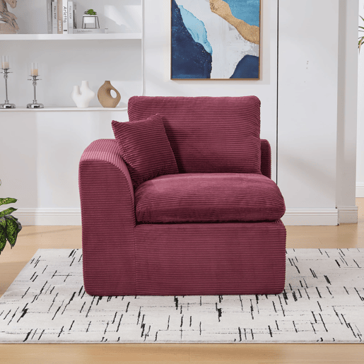 Sofá individual - minimalista, confortável, com almofada - Vermelho vinho
