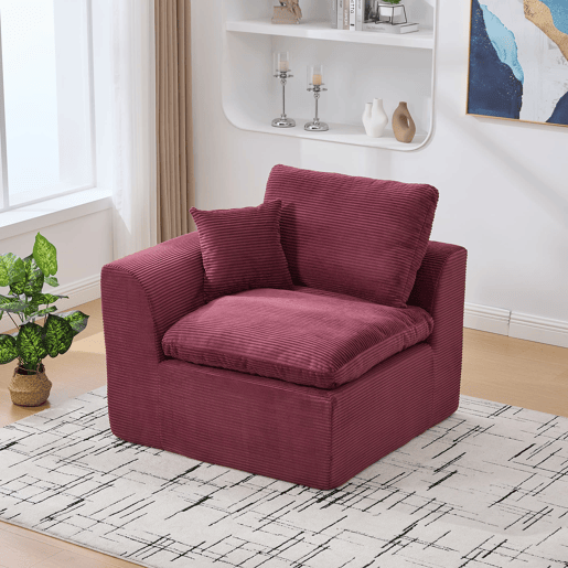 Sofá individual - minimalista, confortável, com almofada - Vermelho vinho