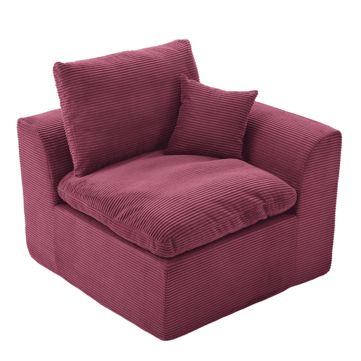 Sofá individual - minimalista, confortável, com almofada - Vermelho vinho