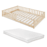 Cama infantil Montessori Tanna com grade e colchão 140x200cm Natural en.casa