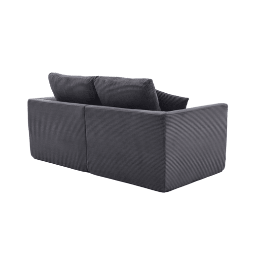 Sofá de tecido de 2 lugares - Minimalista, confortável e com almofadas - Cinza escuro